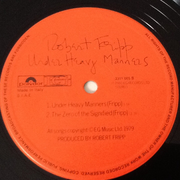 Robert Fripp - God Save The Queen / Under Heavy Manners | EG (2311 005) - 3