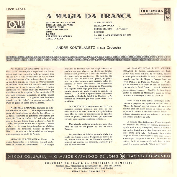 André Kostelanetz And His Orchestra - A Magia Da França | Columbia (LPCB 42029) - main