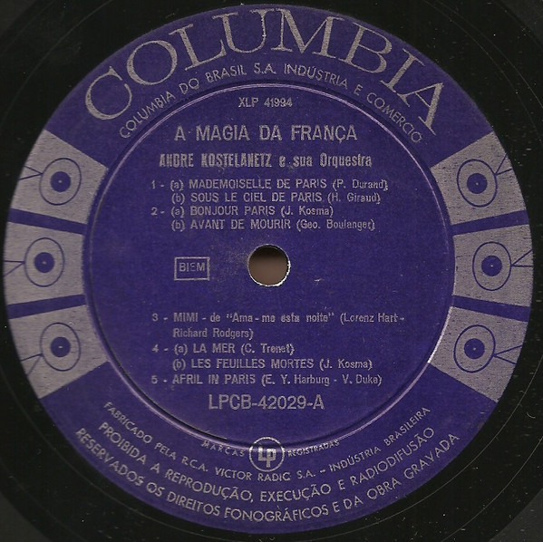 André Kostelanetz And His Orchestra - A Magia Da França | Columbia (LPCB 42029) - 2