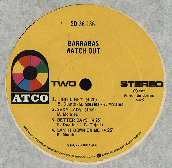 Barrabas - Watch Out | ATCO Records (SD 36-136) - 4 Barrabas - Watch Out | ATCO Records (SD 36-136) - 4