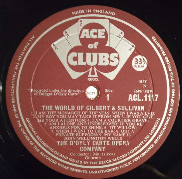 Gilbert & Sullivan , D'Oyly Carte Opera Company - The World Of Gilbert & Sullivan | Ace Of Clubs (ACL 1117) - 3