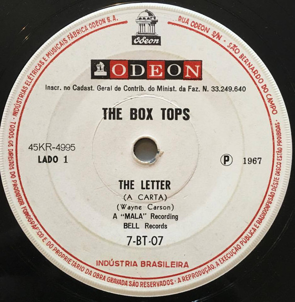 Box Tops - The Letter | Odeon (7-BT-07)