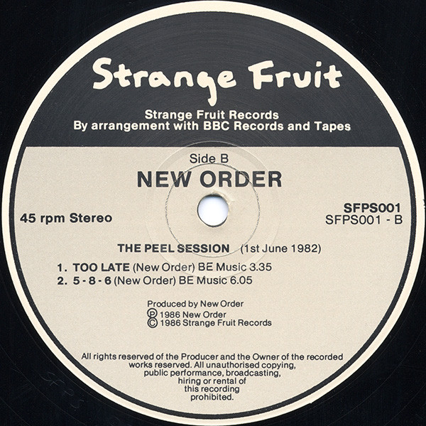 New Order - The Peel Sessions | Strange Fruit (SFPS001) - 4 New Order - The Peel Sessions | Strange Fruit (SFPS001) - 4