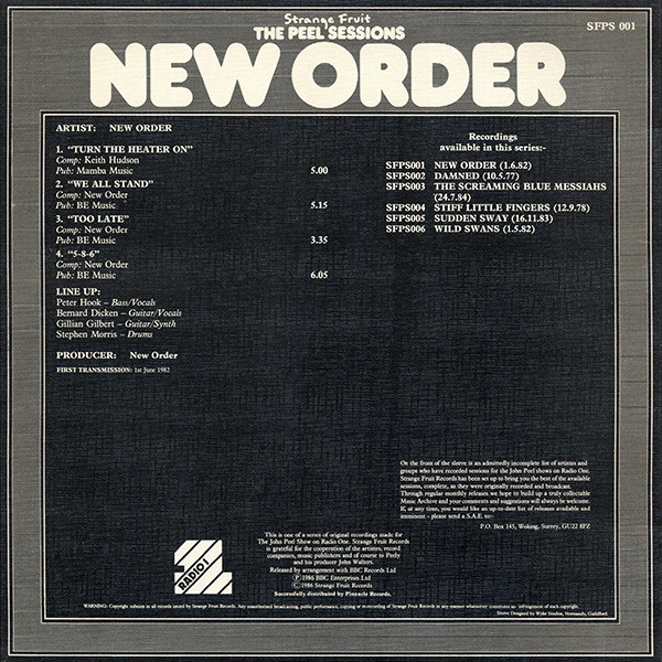 New Order - The Peel Sessions | Strange Fruit (SFPS001) - 2 New Order - The Peel Sessions | Strange Fruit (SFPS001) - 2