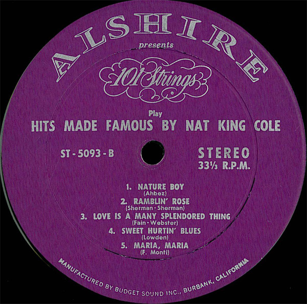 101 Strings - Play Hits Made Famous By Nat King Cole | Alshire (S-5093) - 4