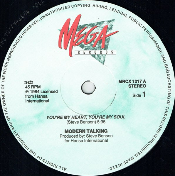 Modern Talking - You're My Heart, You're My Soul | Mega Records (MRCX 1217) - 3 Modern Talking - You're My Heart, You're My Soul | Mega Records (MRCX 1217) - 3