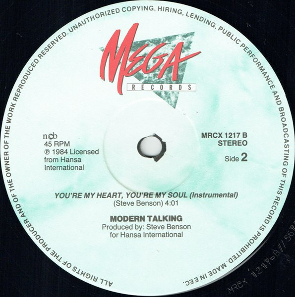 Modern Talking - You're My Heart, You're My Soul | Mega Records (MRCX 1217) - 4 Modern Talking - You're My Heart, You're My Soul | Mega Records (MRCX 1217) - 4