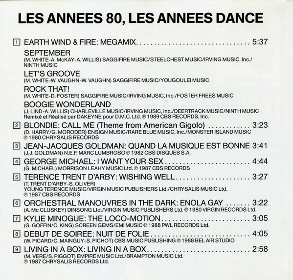Various - 80's - Les Années Dance | CBS (CBS 466038 2) - 3