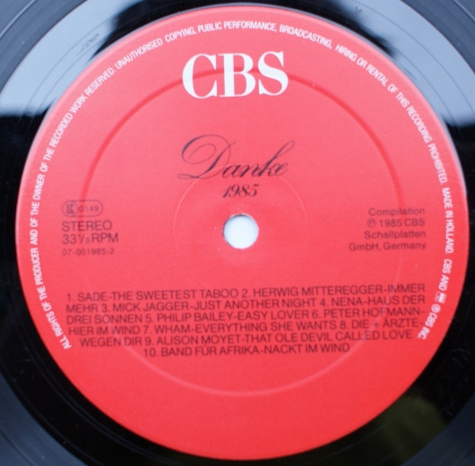 Various - Danke '85 | CBS (07-001985-20) - 4