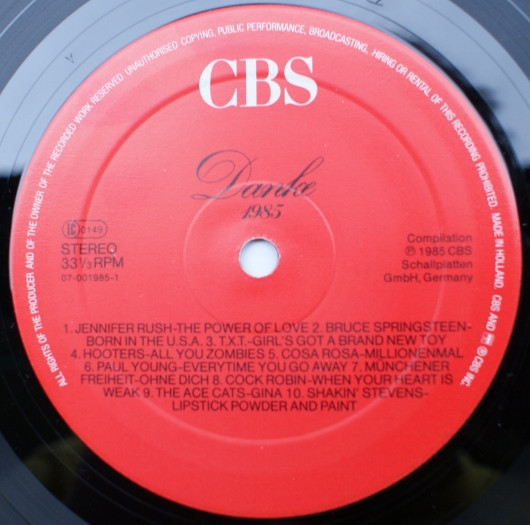 Various - Danke '85 | CBS (07-001985-20) - 3