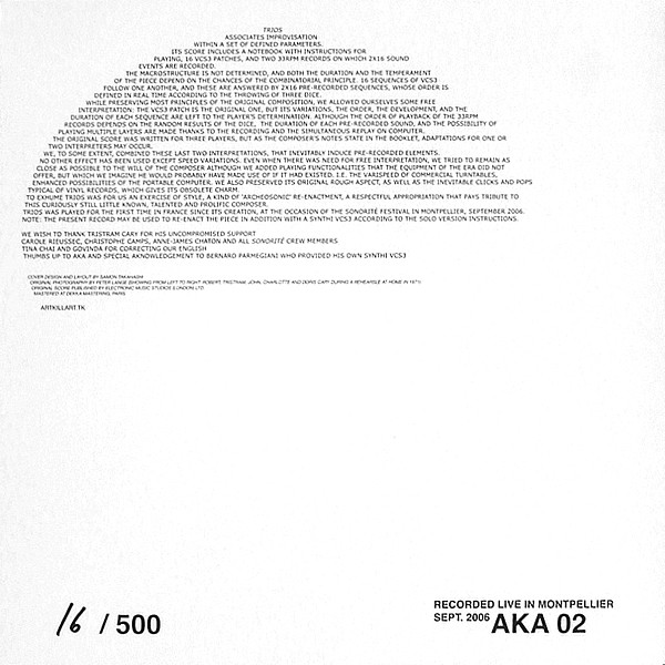 Tristram Cary performed by Vincent Epplay and Samon Takahashi - Trios | Art Kill Art (AKA 02) - 2
