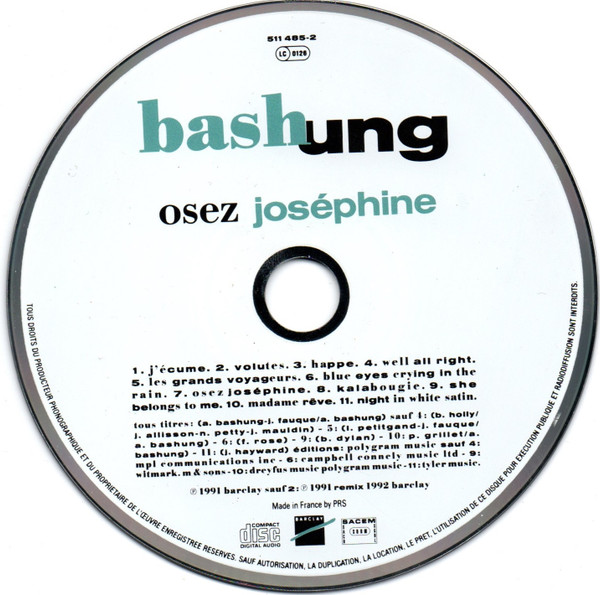 Alain Bashung - Osez Joséphine | Barclay (511 485-2) - 3