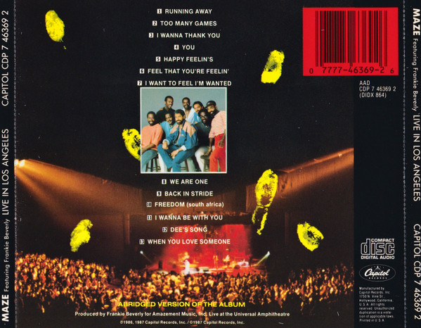 Maze Featuring Frankie Beverly - Live In Los Angeles | Capitol Records (CDP 7 46369 2) - 2