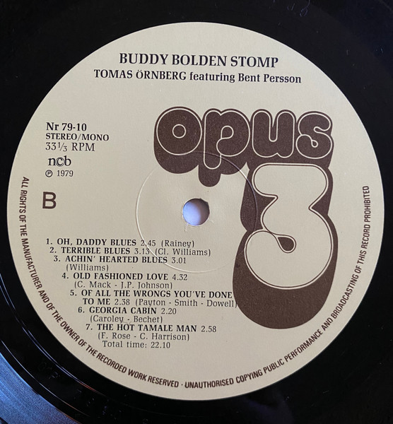 Tomas Örnberg Featuring Bent Persson - Buddy Bolden Stomp | Opus 3 (79-10) - 4 Tomas Örnberg Featuring Bent Persson - Buddy Bolden Stomp | Opus 3 (79-10) - 4