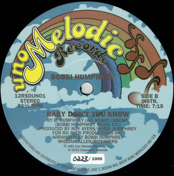 Bobbi Humphrey - Baby Don't You Know | Uno Melodic Records (12RSDUNO1) - 2