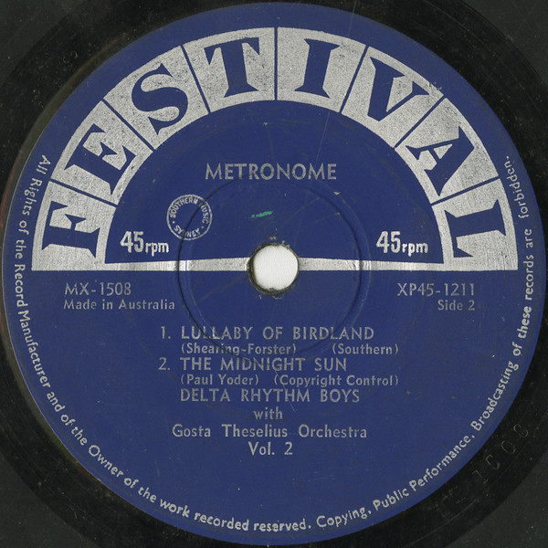 The Delta Rhythm Boys - Delta Rhythm Boys Vol. 2 | Festival Records (XP45-1211) - 4 The Delta Rhythm Boys - Delta Rhythm Boys Vol. 2 | Festival Records (XP45-1211) - 4