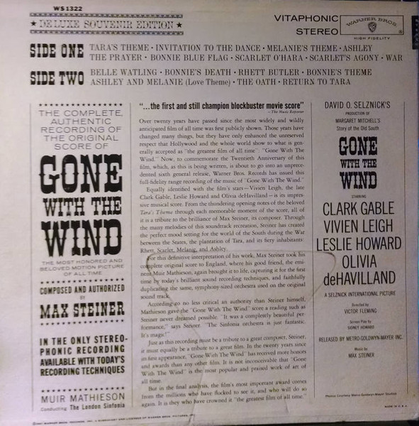 Max Steiner - Gone With The Wind | Warner Bros. Records (WS 1322) - 2 Max Steiner - Gone With The Wind | Warner Bros. Records (WS 1322) - 2