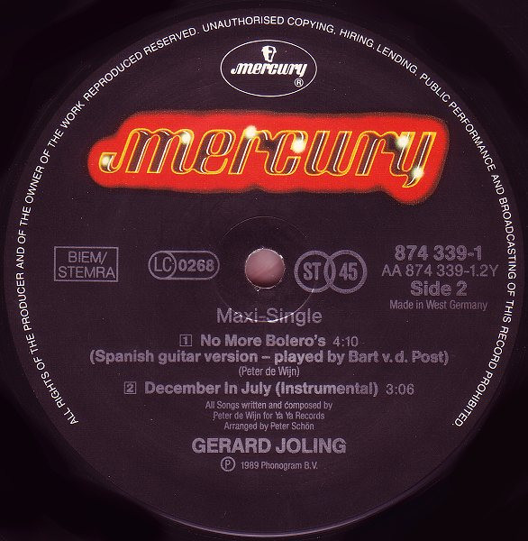 Gerard Joling - No More Bolero's | Mercury (874 339-1) - 4 Gerard Joling - No More Bolero's | Mercury (874 339-1) - 4