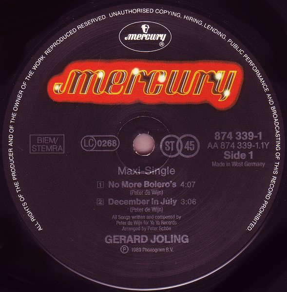 Gerard Joling - No More Bolero's | Mercury (874 339-1) - 3 Gerard Joling - No More Bolero's | Mercury (874 339-1) - 3