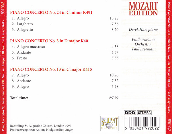 Wolfgang Amadeus Mozart - Piano Concertos No. 24 In C Minor KV491 / No. 3 In D Major K40 / No. 13 In C Major K415 | Brilliant Classics (99720/2) - 2 Wolfgang Amadeus Mozart - Piano Concertos No. 24 In C Minor KV491 / No. 3 In D Major K40 / No. 13 In C Major K415 | Brilliant Classics (99720/2) - 2