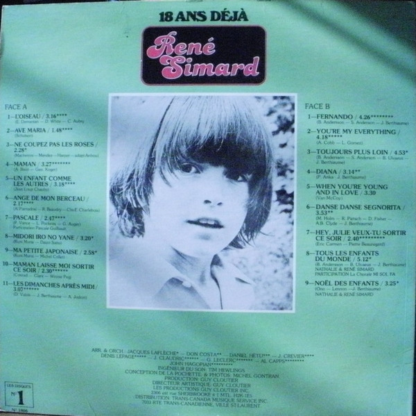René Simard - 18 Ans Déjà [Vinyl] | Les Disques N°1 (No 1806) - 2