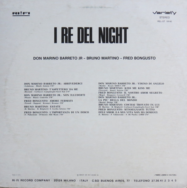 Don Marino Barreto Jr. - Bruno Martino - Fred Bongusto - I Re Del Night | Variety (REL-ST 19142) - 2 Don Marino Barreto Jr. - Bruno Martino - Fred Bongusto - I Re Del Night | Variety (REL-ST 19142) - 2