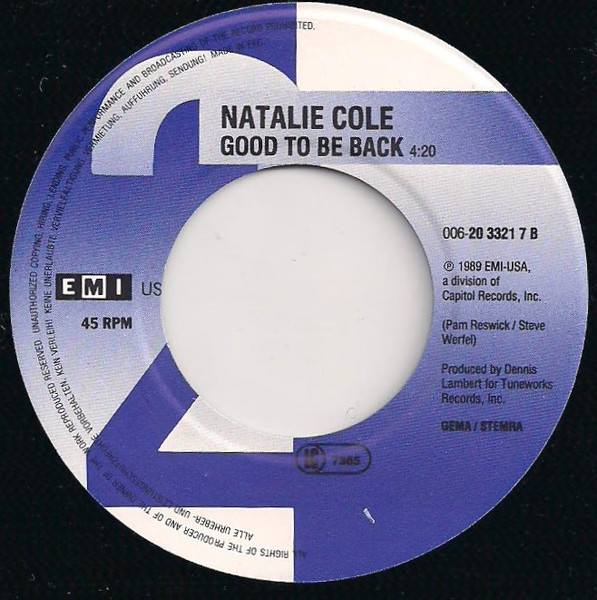 Natalie Cole - Miss You Like Crazy | EMI USA (006-20 3321 7) - 4