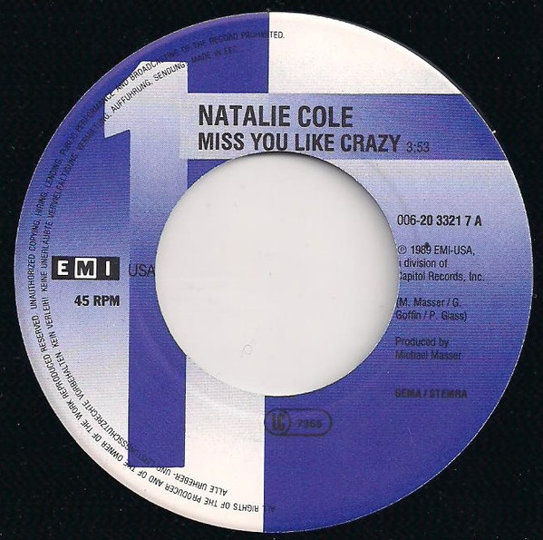 Natalie Cole - Miss You Like Crazy | EMI USA (006-20 3321 7) - 3