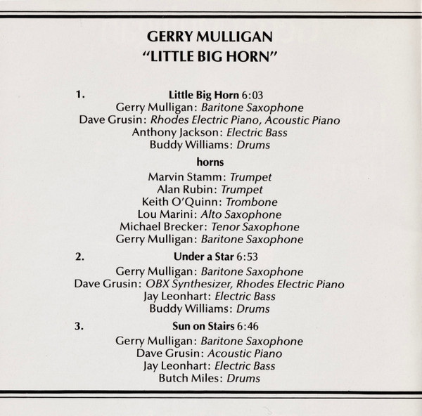 Gerry Mulligan - Little Big Horn | GRP (GRP-D-9503) - 4