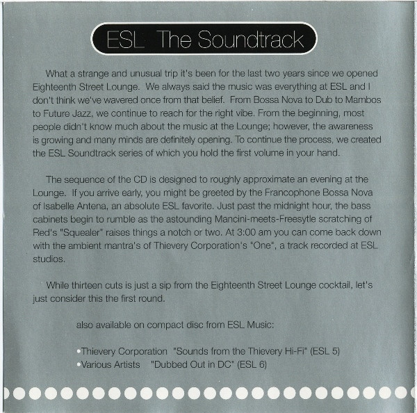 Various - Eighteenth Street Lounge (The Soundtrack Volume One) | Eighteenth Street Lounge Music (esl 9) - 4 Various - Eighteenth Street Lounge (The Soundtrack Volume One) | Eighteenth Street Lounge Music (esl 9) - 4