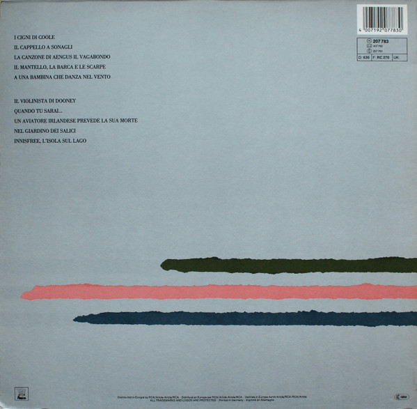 Angelo Branduardi - Branduardi Canta Yeats - Dieci Ballate Su Liriche Di William Butler Yeats | Musiza (207 783) - 2 Angelo Branduardi - Branduardi Canta Yeats - Dieci Ballate Su Liriche Di William Butler Yeats | Musiza (207 783) - 2