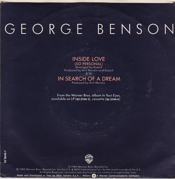 George Benson - Inside Love (So Personal) | Warner Bros. Records (92 9649-7) - 2 George Benson - Inside Love (So Personal) | Warner Bros. Records (92 9649-7) - 2