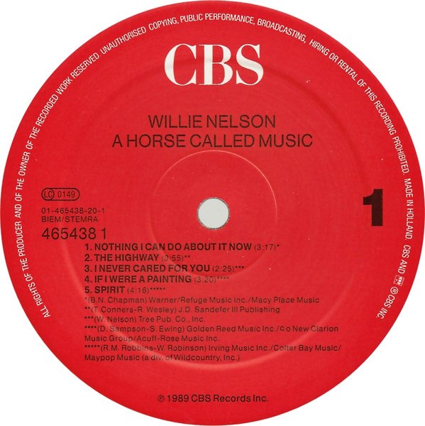 Willie Nelson - A Horse Called Music | CBS (465438 1) - 3 Willie Nelson - A Horse Called Music | CBS (465438 1) - 3