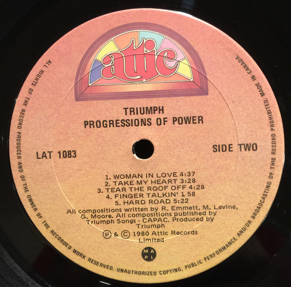 Triumph - Progressions Of Power [Vinyl] | Attic (LAT 1083) - 2