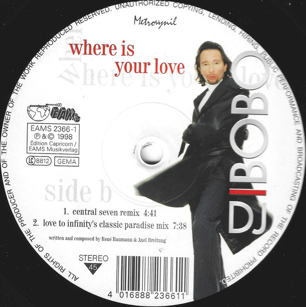 DJ BoBo - Where Is Your Love | EAMS (EAMS 2366-1) - 3
