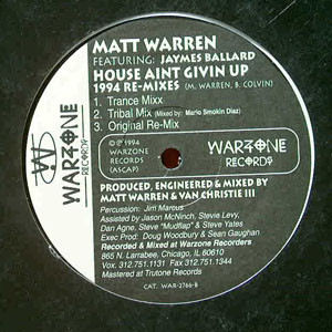 Matt Warren - Bang The Box / House Ain't Givin' Up 1994 Re-Mixes | Warzone Records (WAR 2766) - 2 Matt Warren - Bang The Box / House Ain't Givin' Up 1994 Re-Mixes | Warzone Records (WAR 2766) - 2