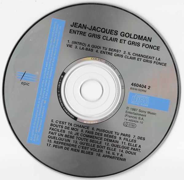Jean-Jacques Goldman - Entre Gris Clair Et Gris Foncé | Epic (460404 2) - 3