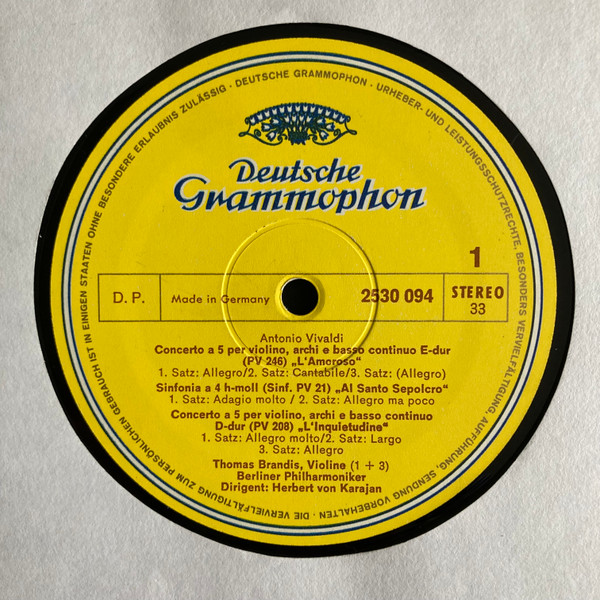 Antonio Vivaldi , Berliner Philharmoniker ∙ Herbert Von Karajan - 6 Concerti («L'Amoroso» U.A.) | Deutsche Grammophon (2530 094) - 3 Antonio Vivaldi , Berliner Philharmoniker ∙ Herbert Von Karajan - 6 Concerti («L'Amoroso» U.A.) | Deutsche Grammophon (2530 094) - 3