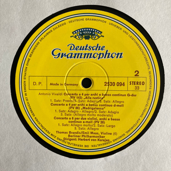 Antonio Vivaldi , Berliner Philharmoniker ∙ Herbert Von Karajan - 6 Concerti («L'Amoroso» U.A.) | Deutsche Grammophon (2530 094) - 4 Antonio Vivaldi , Berliner Philharmoniker ∙ Herbert Von Karajan - 6 Concerti («L'Amoroso» U.A.) | Deutsche Grammophon (2530 094) - 4