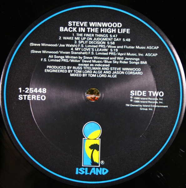 Steve Winwood - Back In The High Life | Island Records (A1-25448-1) - 4