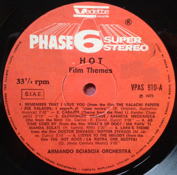 Armando Sciascia Orchestra - Hot Film Themes | Phase 6 Super Stereo (VPAS 910) - 3 Armando Sciascia Orchestra - Hot Film Themes | Phase 6 Super Stereo (VPAS 910) - 3