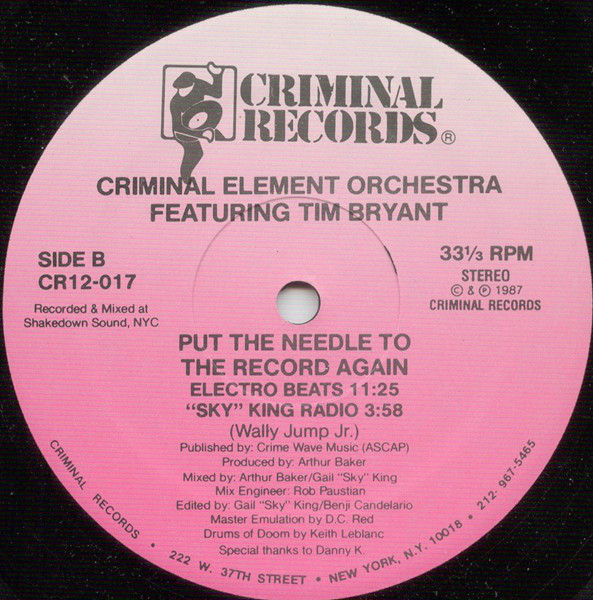 Criminal Element Orchestra Featuring Tim Bryant - Put The Needle To The Record Again | Criminal Records (CR12-017) - 2