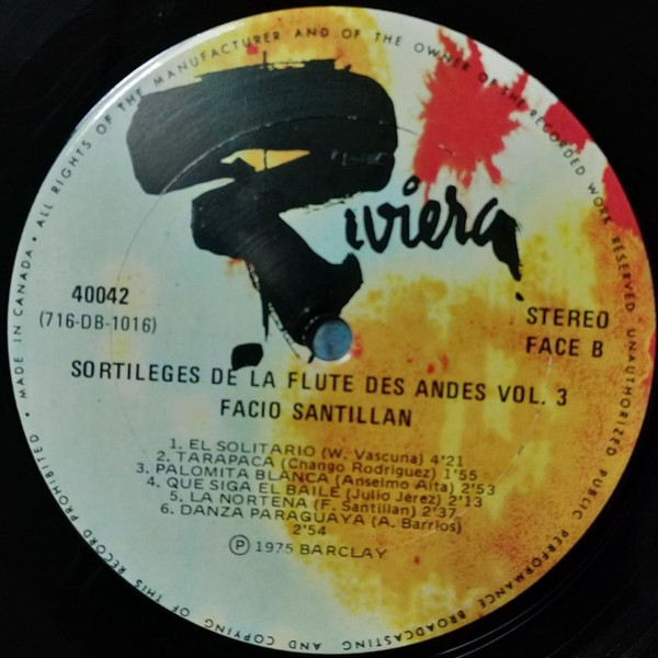 Facio Santillan - Sortileges De La Flute Des Andes Vol.3 | Riviera (40042) - 3 Facio Santillan - Sortileges De La Flute Des Andes Vol.3 | Riviera (40042) - 3