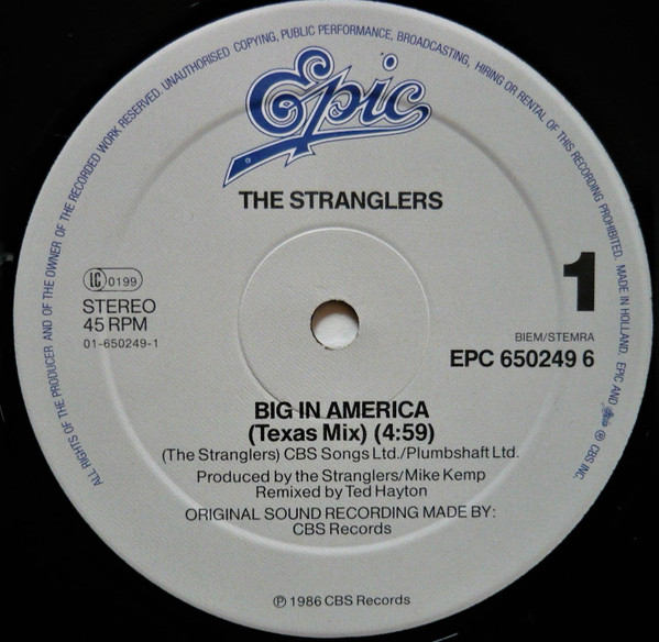 The Stranglers - Big In America (Texas Mix) | Epic (EPC 650249 6) - 3 The Stranglers - Big In America (Texas Mix) | Epic (EPC 650249 6) - 3