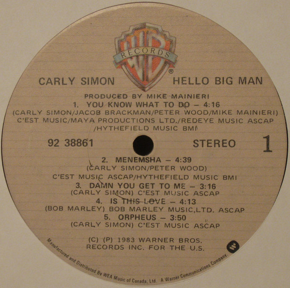 Carly Simon - Hello Big Man [Vinyl] | Warner Bros. Records (92 38861) - 3