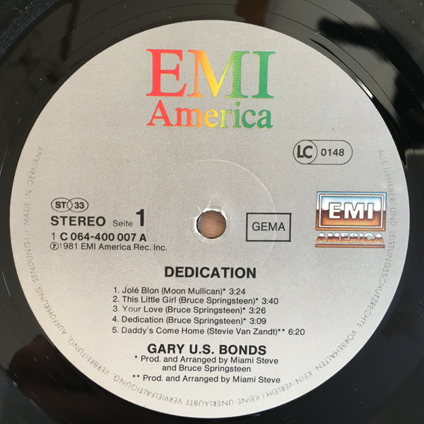 Gary U.S. Bonds - Dedication | EMI America (1C 064-400 007) - 3 Gary U.S. Bonds - Dedication | EMI America (1C 064-400 007) - 3