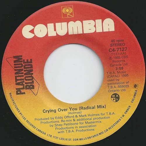 Platinum Blonde - Somebody Somewhere (7") [Vinyl] | Columbia (C4-7127) - 4