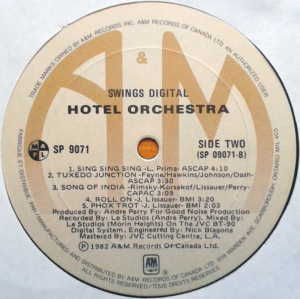 The Hotel Orchestra - Swings Digital | A&M Records (SP 9071) - 2 The Hotel Orchestra - Swings Digital | A&M Records (SP 9071) - 2