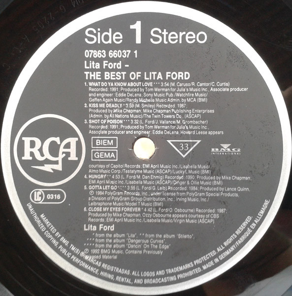 Lita Ford - The Best Of Lita Ford | RCA (07863 66037 1) - 4