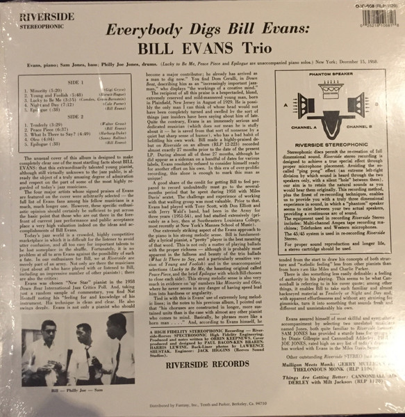 The Bill Evans Trio - Everybody Digs Bill Evans | Original Jazz Classics (OJC-068) - 2